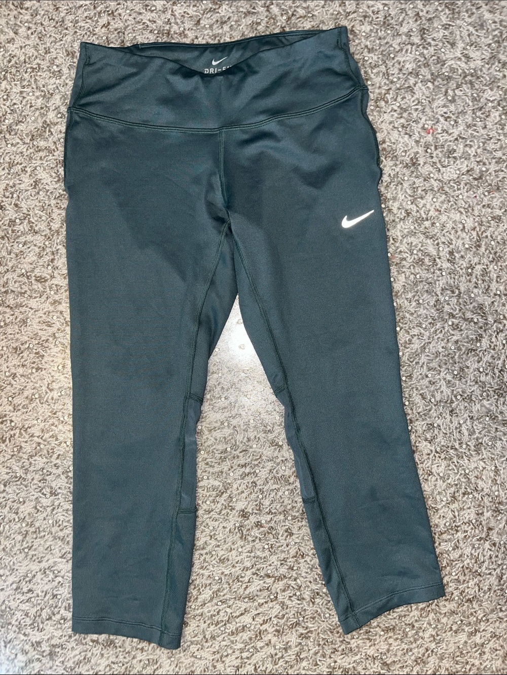Nike Teal dry fit Capri Leggings with White Swoosh Logo